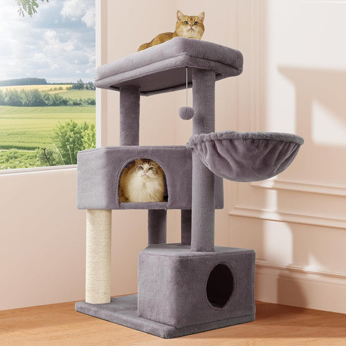 Cat Tree Tower 105cm 4 Level Scratching Post Condo Hammock Play Centre