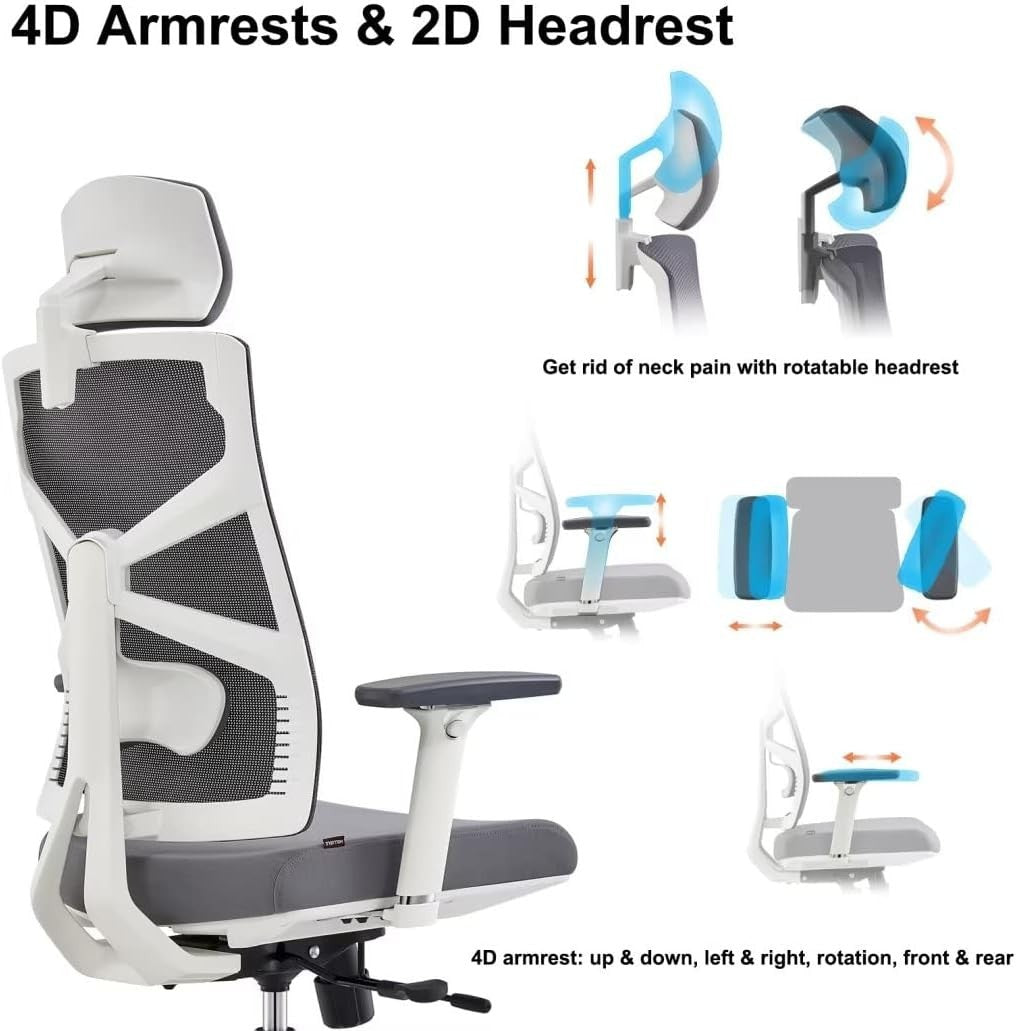 Ergonomic Office Chair Mesh Back Support 4D Armrest Adjustable Lumbar Seat