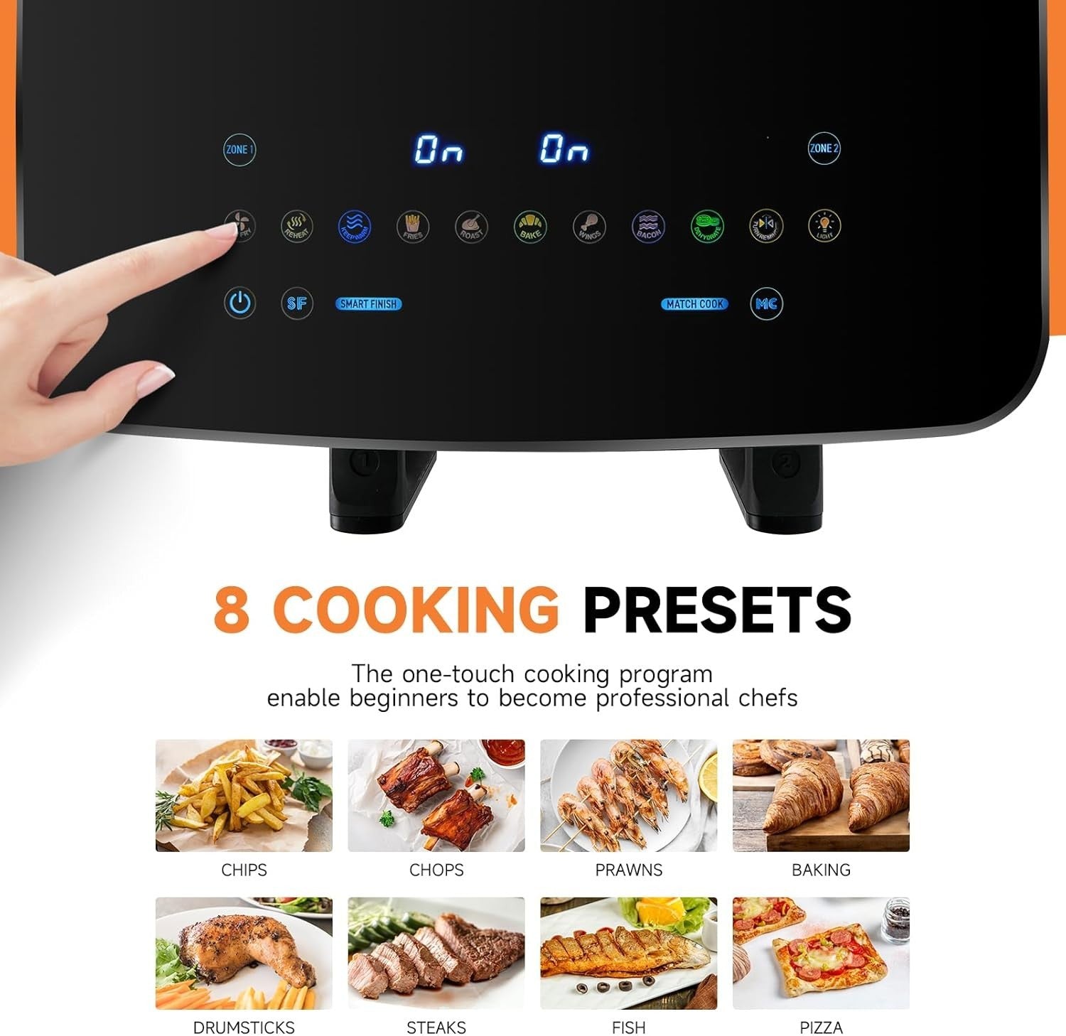9L Dual Air Fryer | Double Drawer 4.5L x2 | 8 Presets | Touchscreen 1700W