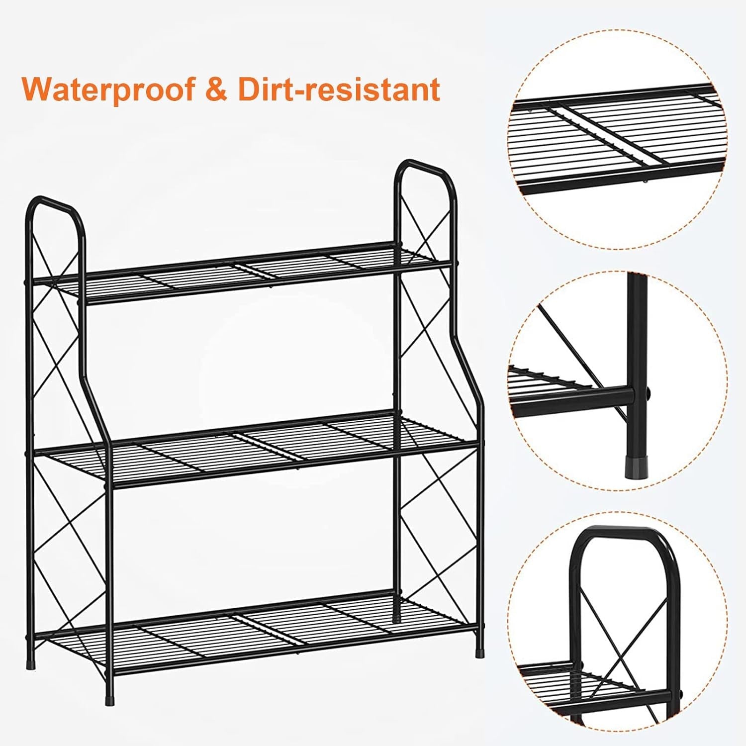 3 Tier Black Metal Plant Stand Ladder Shelf Indoor Outdoor Flower Display