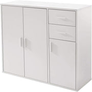 White Sideboard Cabinet with Drawers & Doors Modern Storage Cupboard 100cm