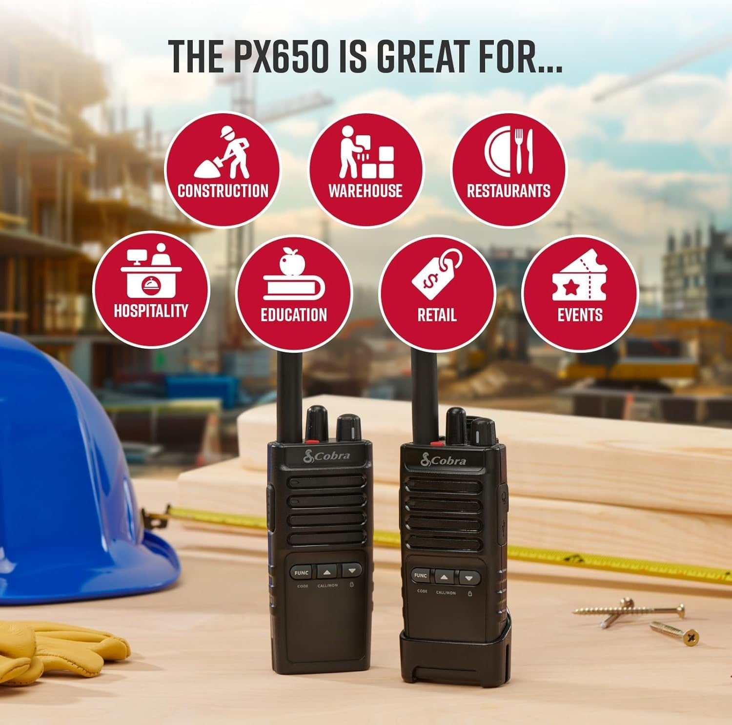 Professional Walkie Talkies 2 Pack PMR446 Rechargeable IP54 2 Way Radios