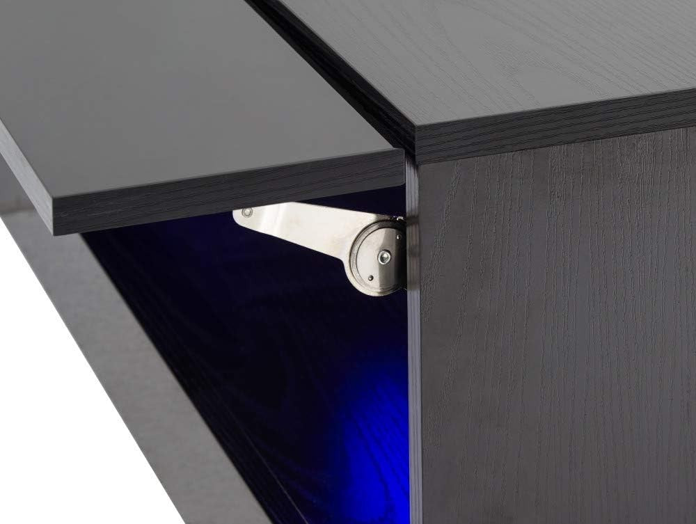 LED Coffee Table with Storage & High Gloss Finish – Modern Black TV Unit