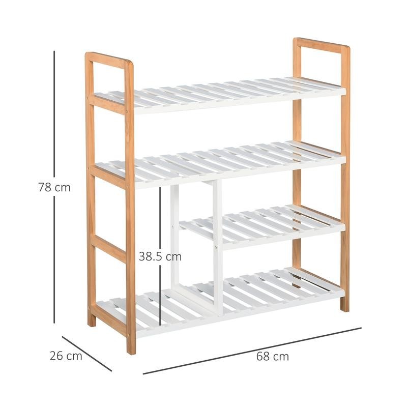 4-Tier Wooden Shoe Rack Stand – Freestanding Slatted Storage Shelf