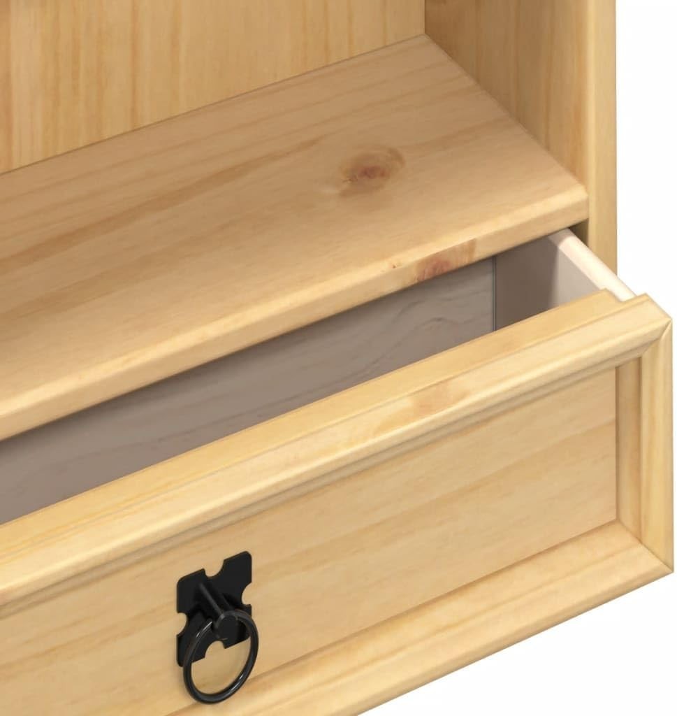 Solid Pine CD DVD Storage Cabinet Drawer Shelf Rustic Media Unit