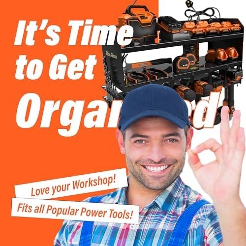Toolganize Power Tool Storage Rack & Charging Station, Heavy Duty 6-Slot