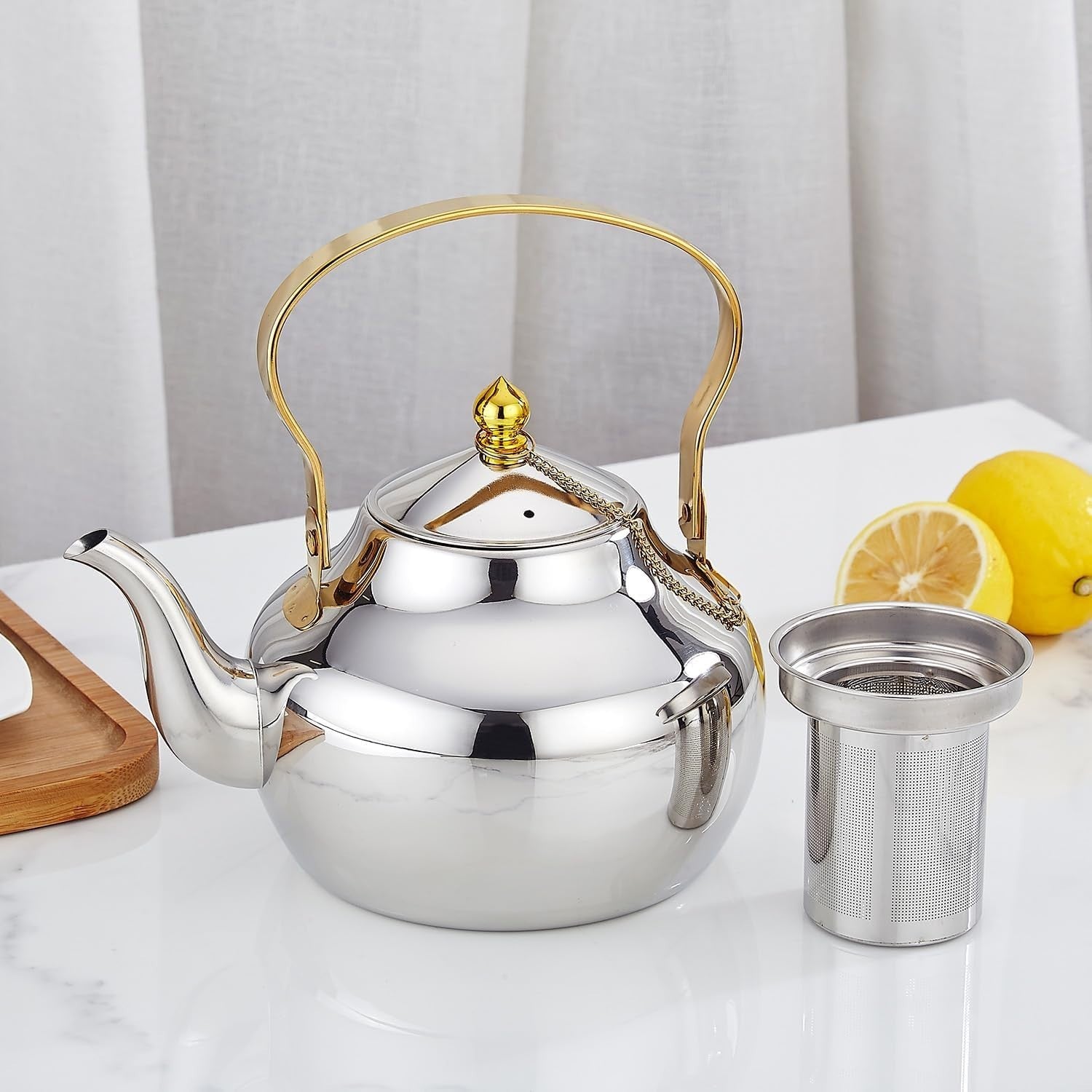Stainless Steel Teapot 1.5L Tea Pot Infuser Induction Stovetop
