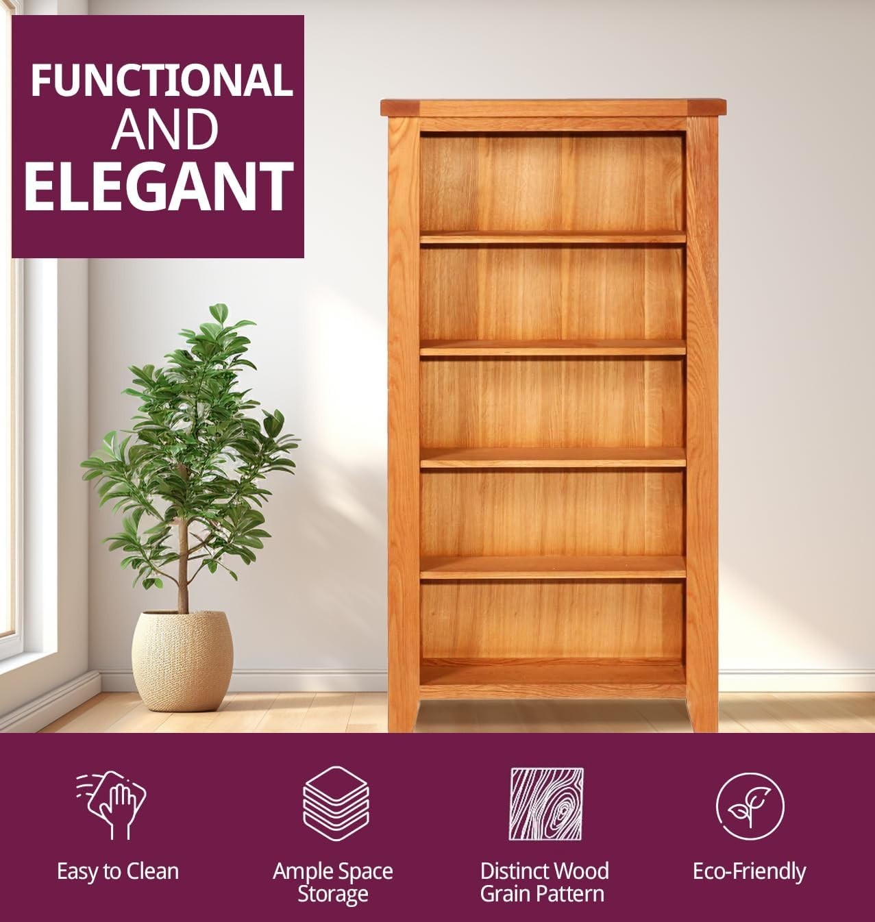 Solid Oak CD DVD Storage Unit 5 Tier Media Tower Holds 250 CDs