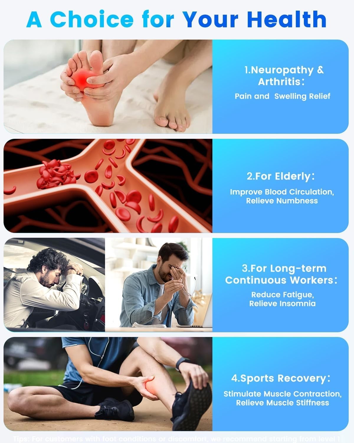 EMS Foot Massager for Neuropathy, Pain Relief, Circulation & Swollen Feet