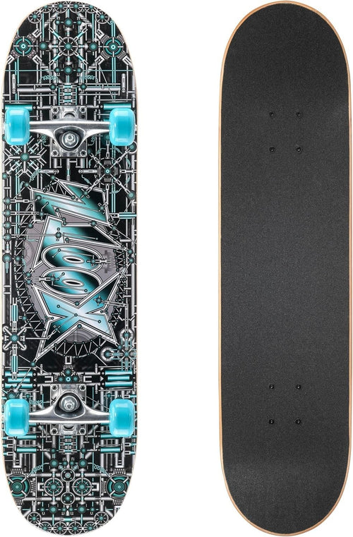 Kids 31" Double Kick Skateboard Beginner Maple Deck Grip Tape PU Wheels