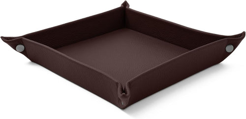 Leather Valet Tray Dark Brown – Desk Organiser for Keys, Coins & Jewellery
