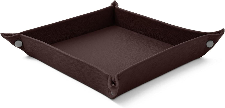 Leather Valet Tray Dark Brown – Desk Organiser for Keys, Coins & Jewellery