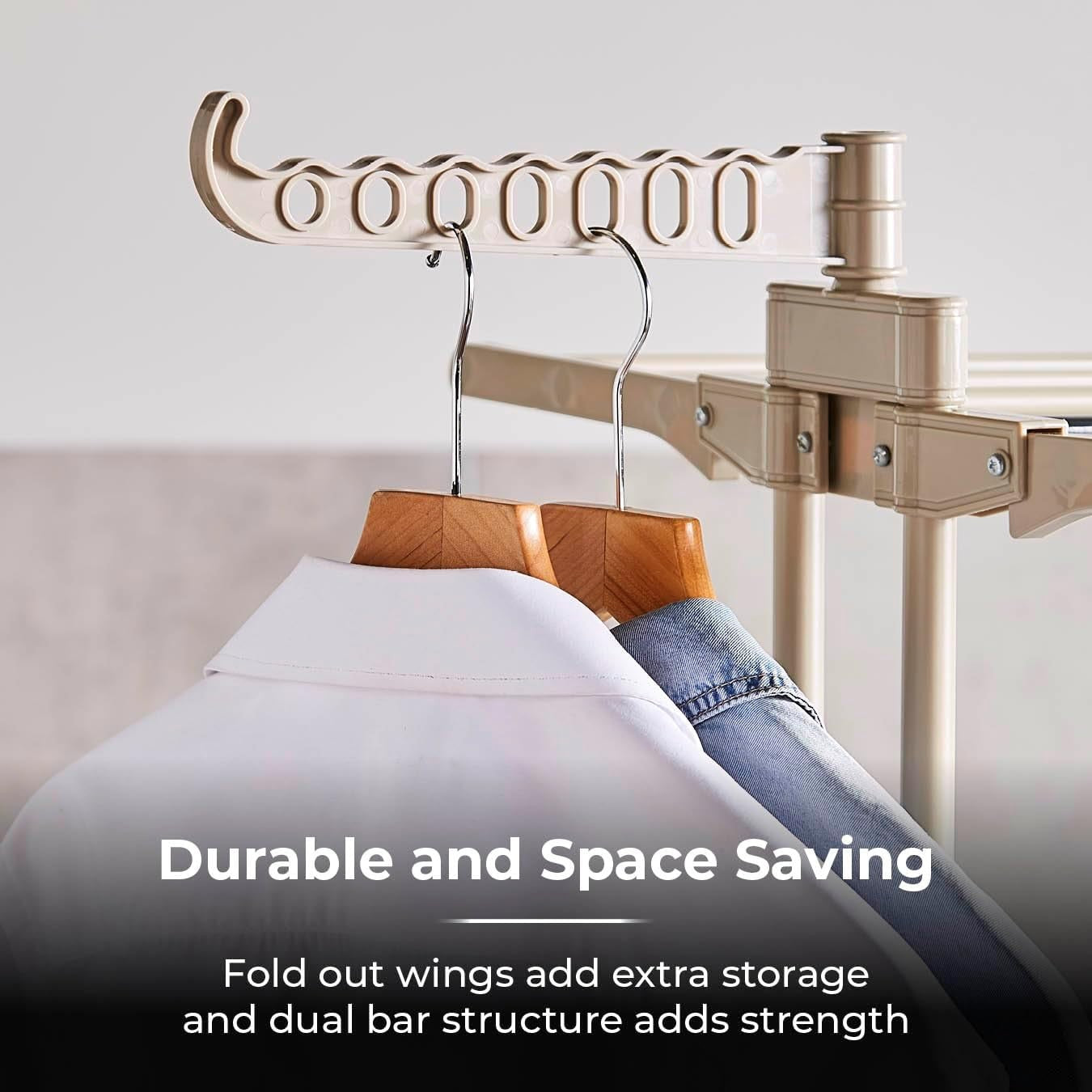 4 Tier Clothes Airer Large Folding Laundry Drying Rack With Wheels 18m