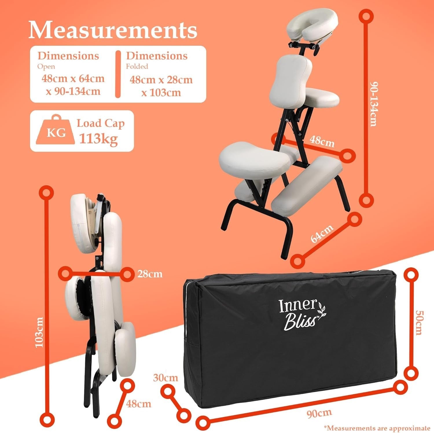 Portable Massage Chair Adjustable Folding Therapy Tattoo Spa Ergonomic White