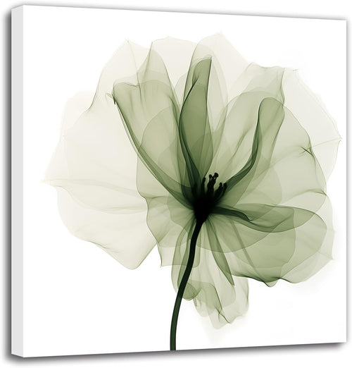 Green Floral Canvas Wall Art Abstract Flower Framed Modern Bedroom Decor