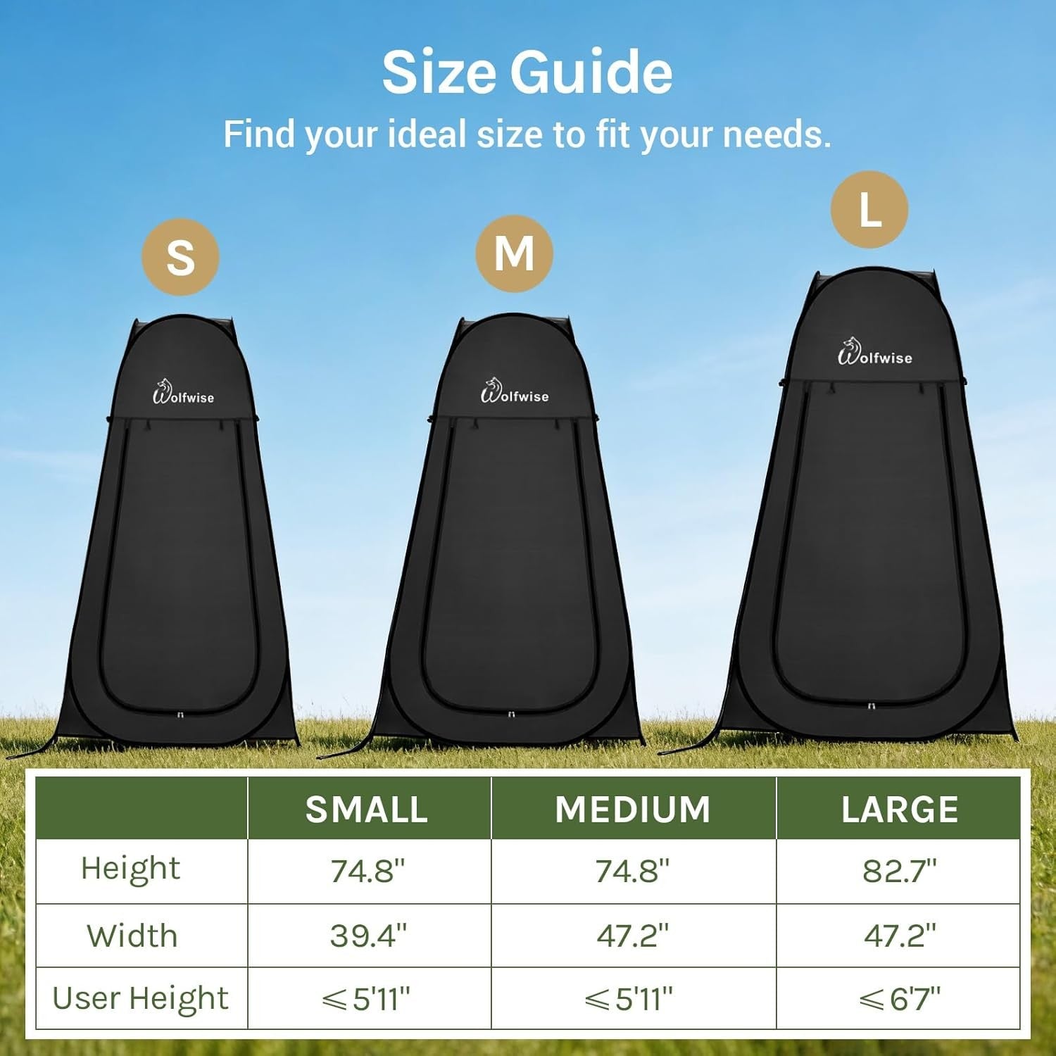 Pop Up Camping Toilet Shower Tent Black Privacy Changing