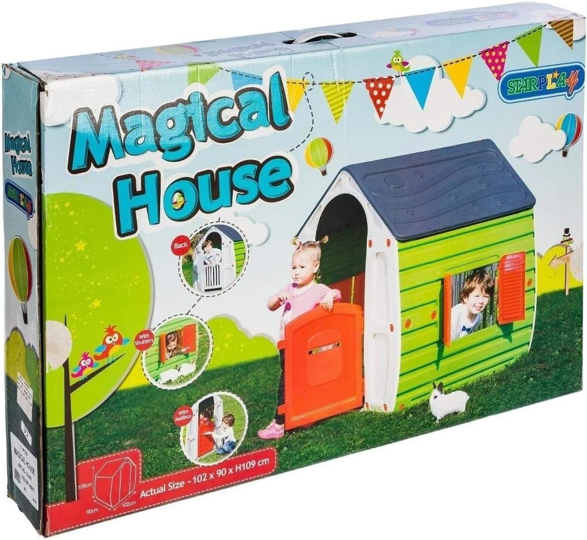 Kids Playhouse Indoor Outdoor Plastic Wendy House Door Windows Easy Build