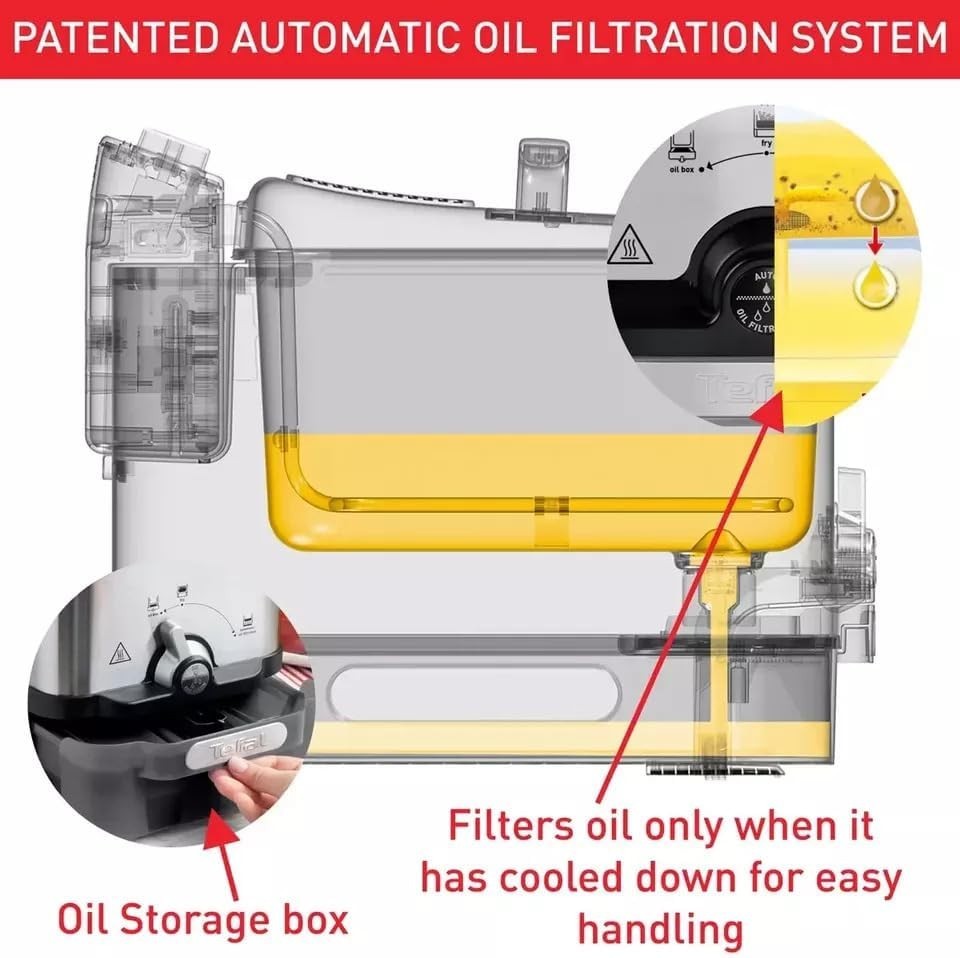 3.5L Deep Fat Fryer Oil Filtration System 2300W Large Family Capacity