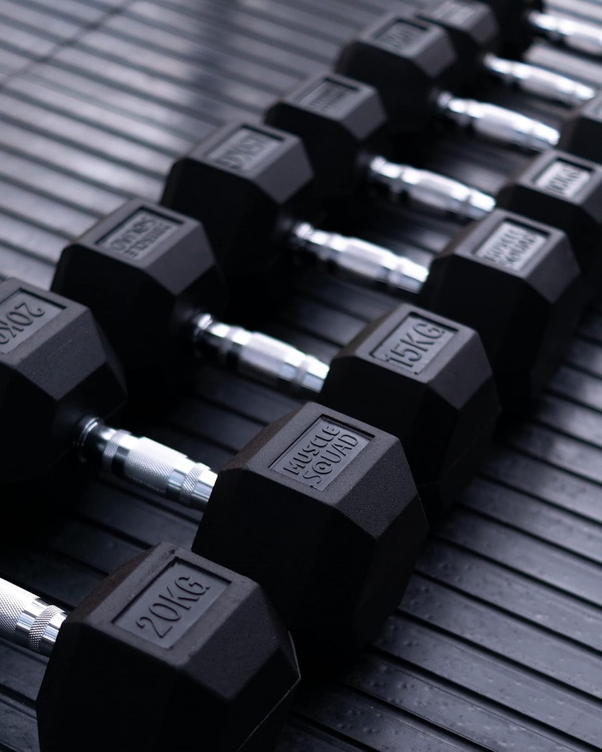 30kg Hex Dumbbells Pair Rubber Encased Anti Roll Home Gym Weights