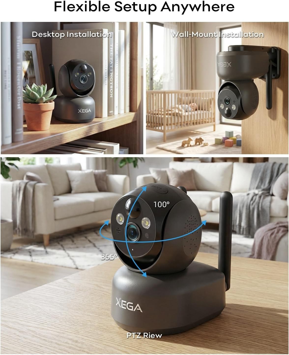 4G LTE Security Camera No WiFi 2K PTZ Battery Powered CCTV