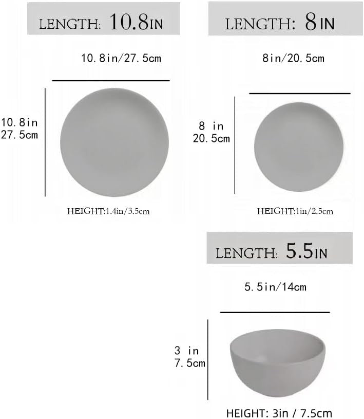 12 Piece Stoneware Dinner Plates Bowls Dishwasher Microwave