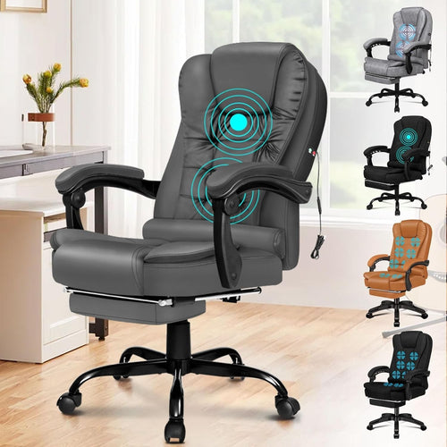Executive Massage Office Chair w/ Footrest Reclining Ergonomic Gaming Swivel Des