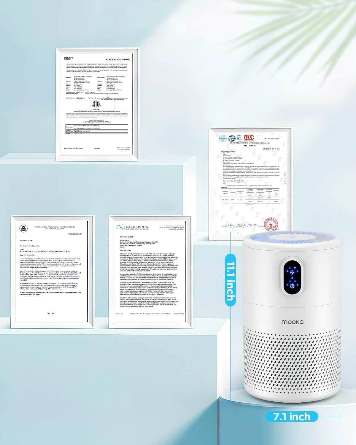 H13 HEPA Air Purifier Bedroom Quiet 20dB Pet Smoke Night Light