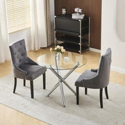 Round Glass Dining Table Set 2 Seater Compact Modern Kitchen Furniture
