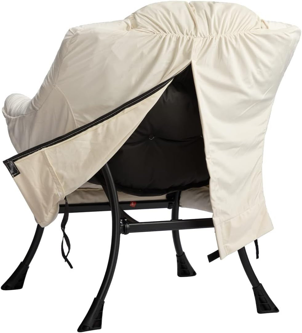 Comfy Velvet Armchair Living Room Bedroom Lounge Chair Relax Seat Beige