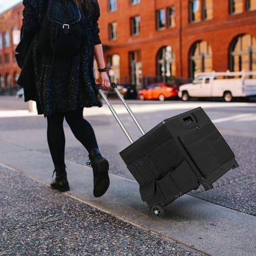 50L Folding Trolley Box Cart Heavy Duty Storage Crate Telescopic Handle