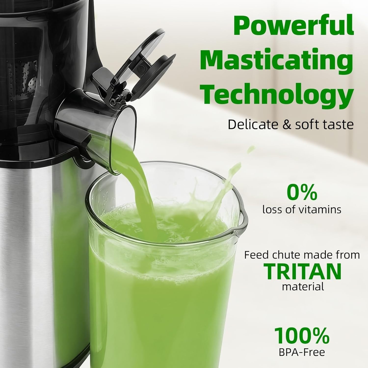Cold Press Juicer 110mm Wide Chute Whole Fruit Slow Self Feeding Easy Clean