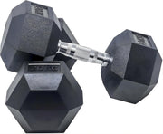 Hex Dumbbell Pair Rubber Coated Anti Roll Weights Home Gym 25kg
