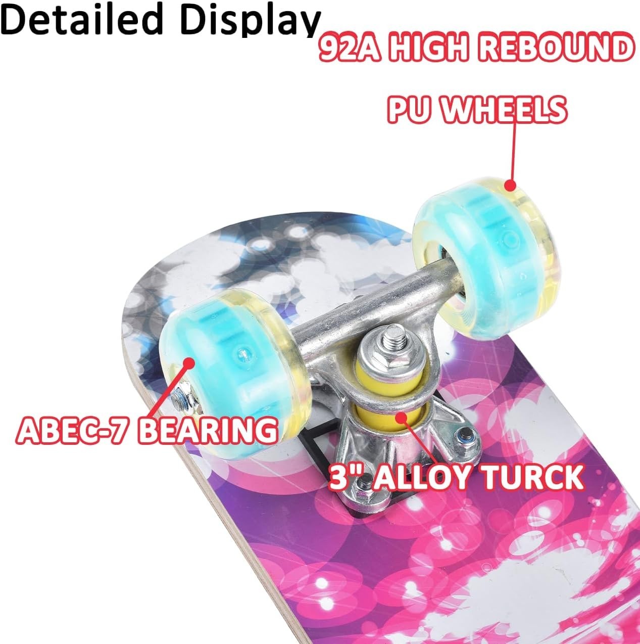 Kids Mini Skateboard 17in Light Up Wheels Beginner Double Kick Cruiser