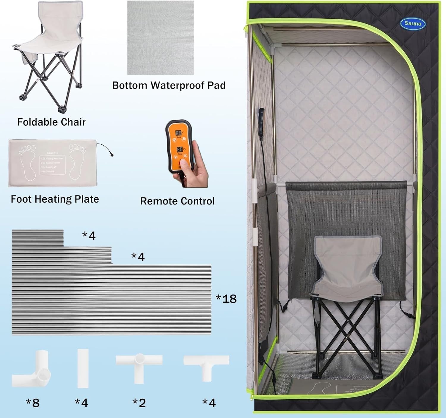 Portable Infrared Sauna Tent w/ Heated Foot Pad & Chair – Home Spa Detox