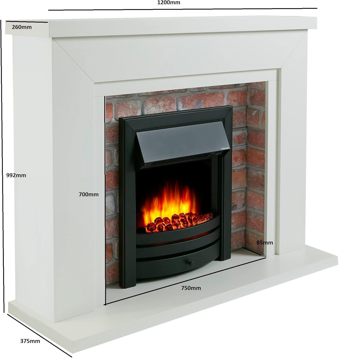 Programmable 48" Electric Fireplace, Remote Control, 2kW Heat Output