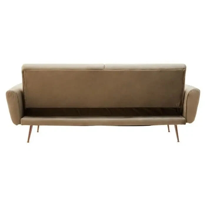 Mink Velvet Sofa Bed 3-Seater with Rose Gold Legs – Modern Recliner Lounge