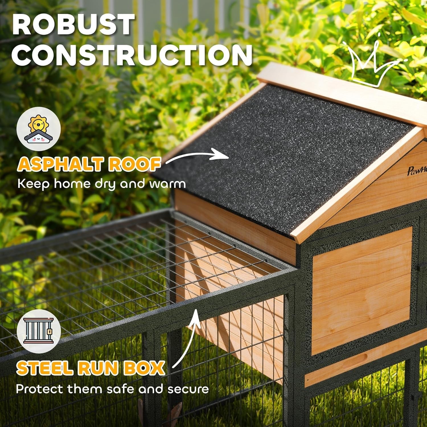 Large Outdoor Rabbit Hutch with Run Wooden Guinea Pig Cage Ramp Tray