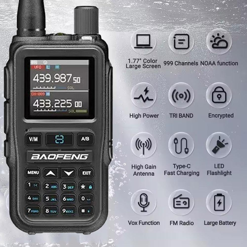 Mini Dual Band Walkie Talkie 999CH Bluetooth VOX Type-C Fast Charge