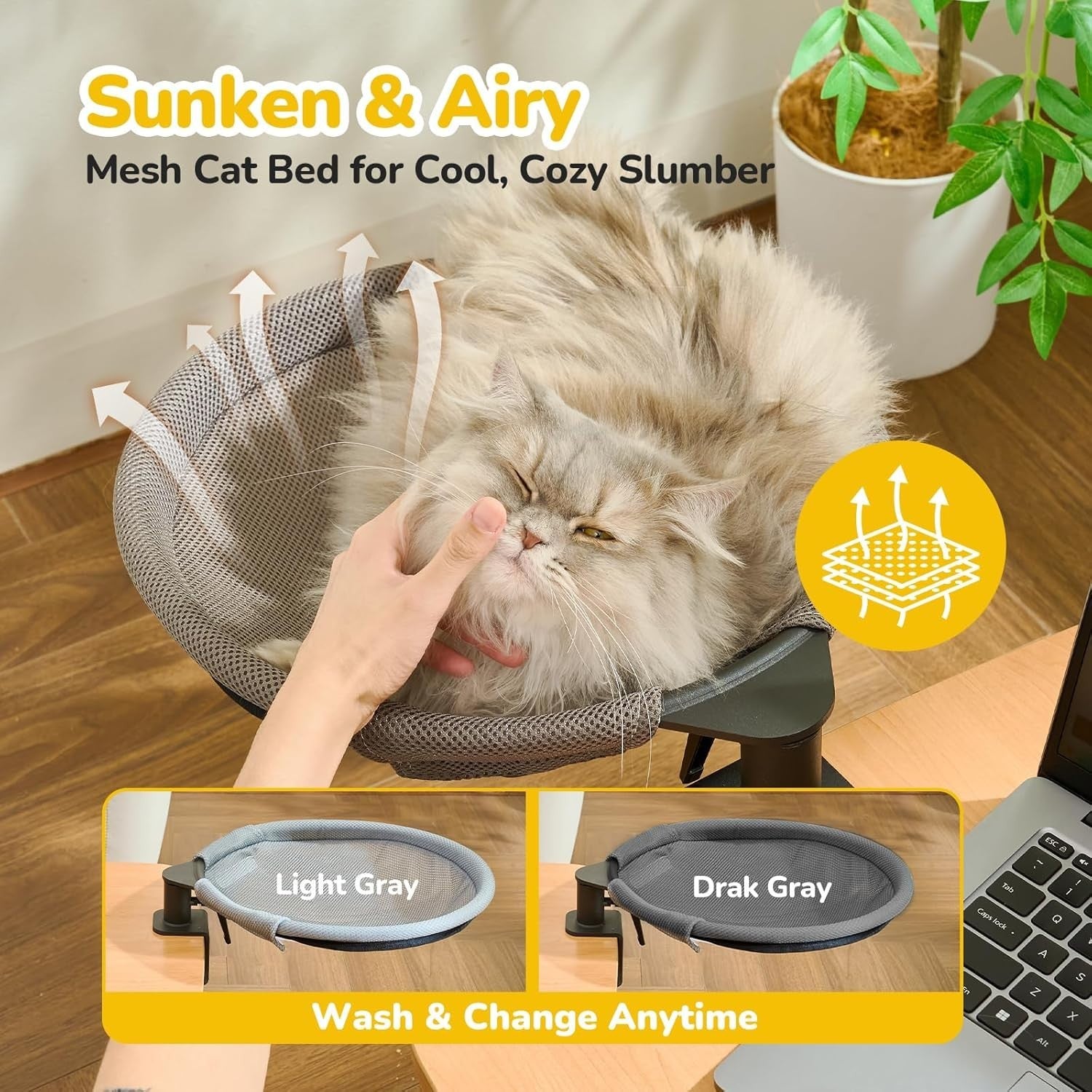 360 Rotating Desk Cat Bed Hanging Cat Hammock Washable Round Perch
