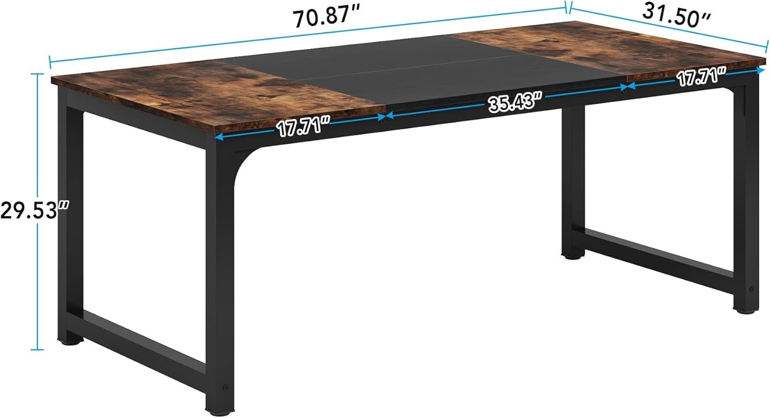 Industrial Dining Table for 6-8 – Metal Frame, Rustic Wood, 180cm