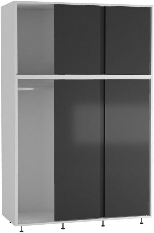6-Door Sliding Wardrobe Black Doors | Modern Spacious Bedroom Storage