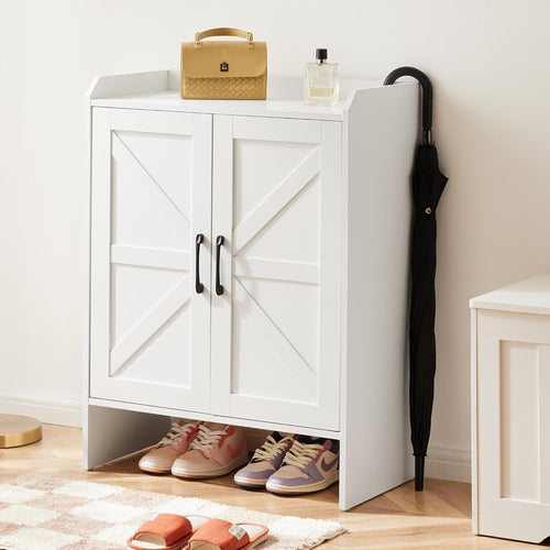 Farmhouse Style Shoe Cabinet with 5 Adjustable Shelves, Sturdy & Safe 68x37x100c