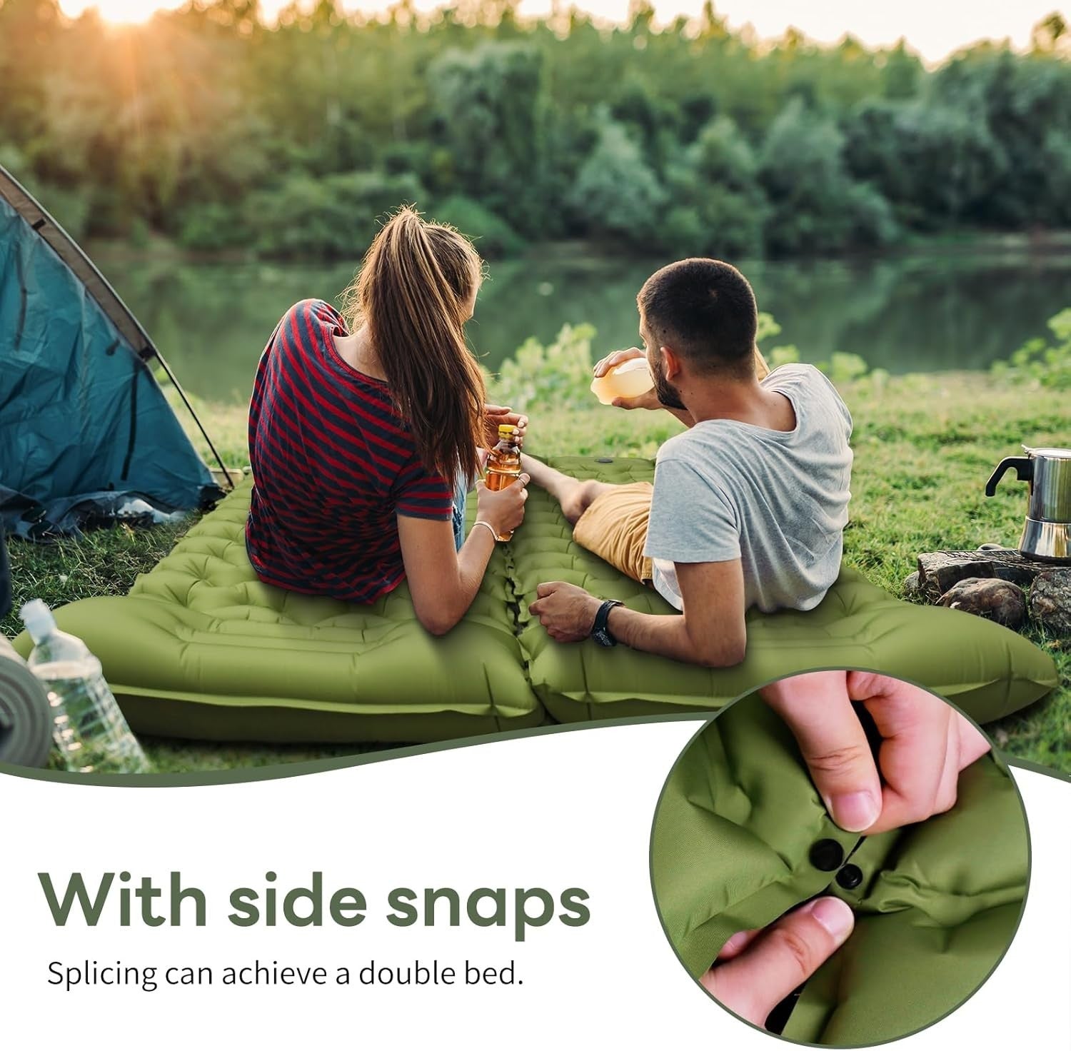 Single Inflatable Camping Mat 10cm Thick Portable Waterproof Sleeping Pad