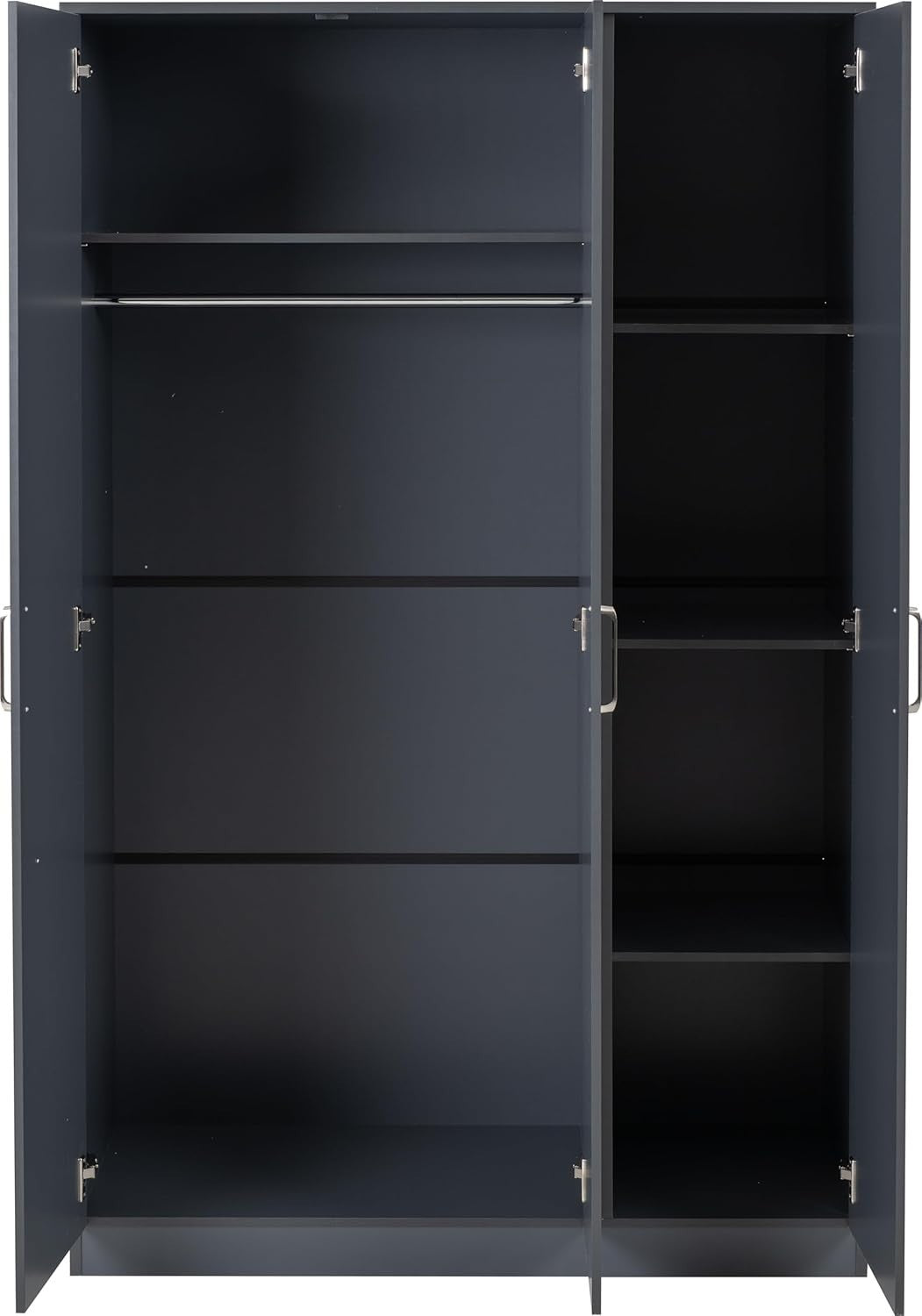 3 Door Dark Grey Wardrobe Modern Clothes Storage Cupboard Bedroom