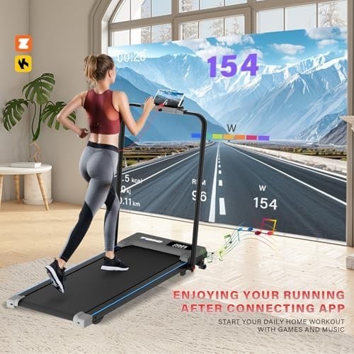 Foldable 2-in-1 Walking Pad Treadmill 4-Level Incline Quiet Home Office