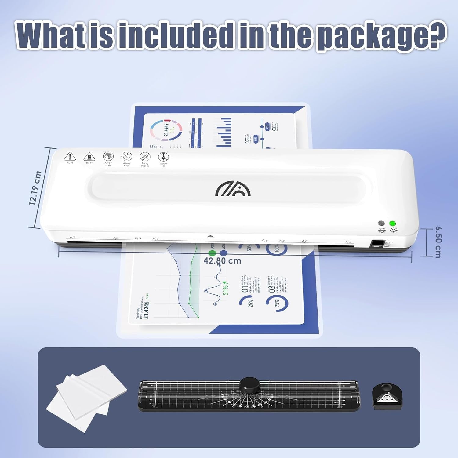 A3 Laminator 13 Inch Hot Cold Fast Warm Up Anti Jam 5-in-1 Kit