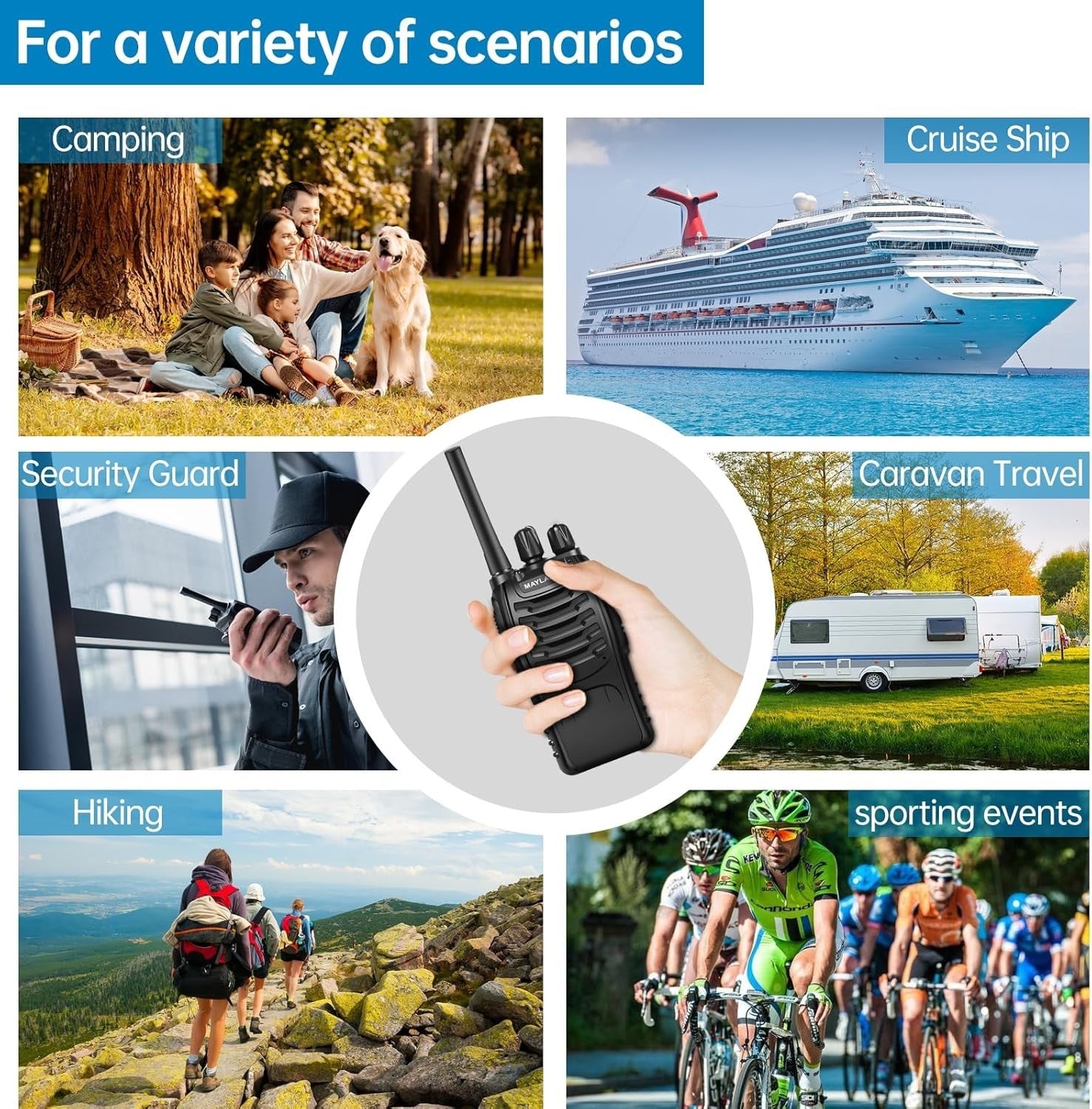 Long Range Walkie Talkies 4 Pack Rechargeable 2 Way Radios VOX PMR446