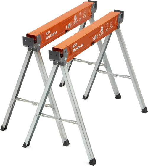 Heavy Duty Folding Sawhorses 2 Pack 2700lbs Pair Steel 2x4 Bracket Portable