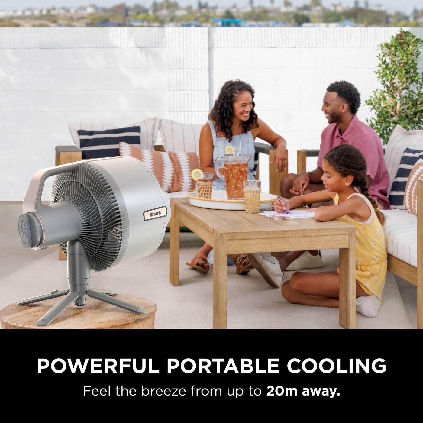 Cordless Indoor Outdoor Fan 24H Runtime 5-Speed Misting Oscillating Cooling