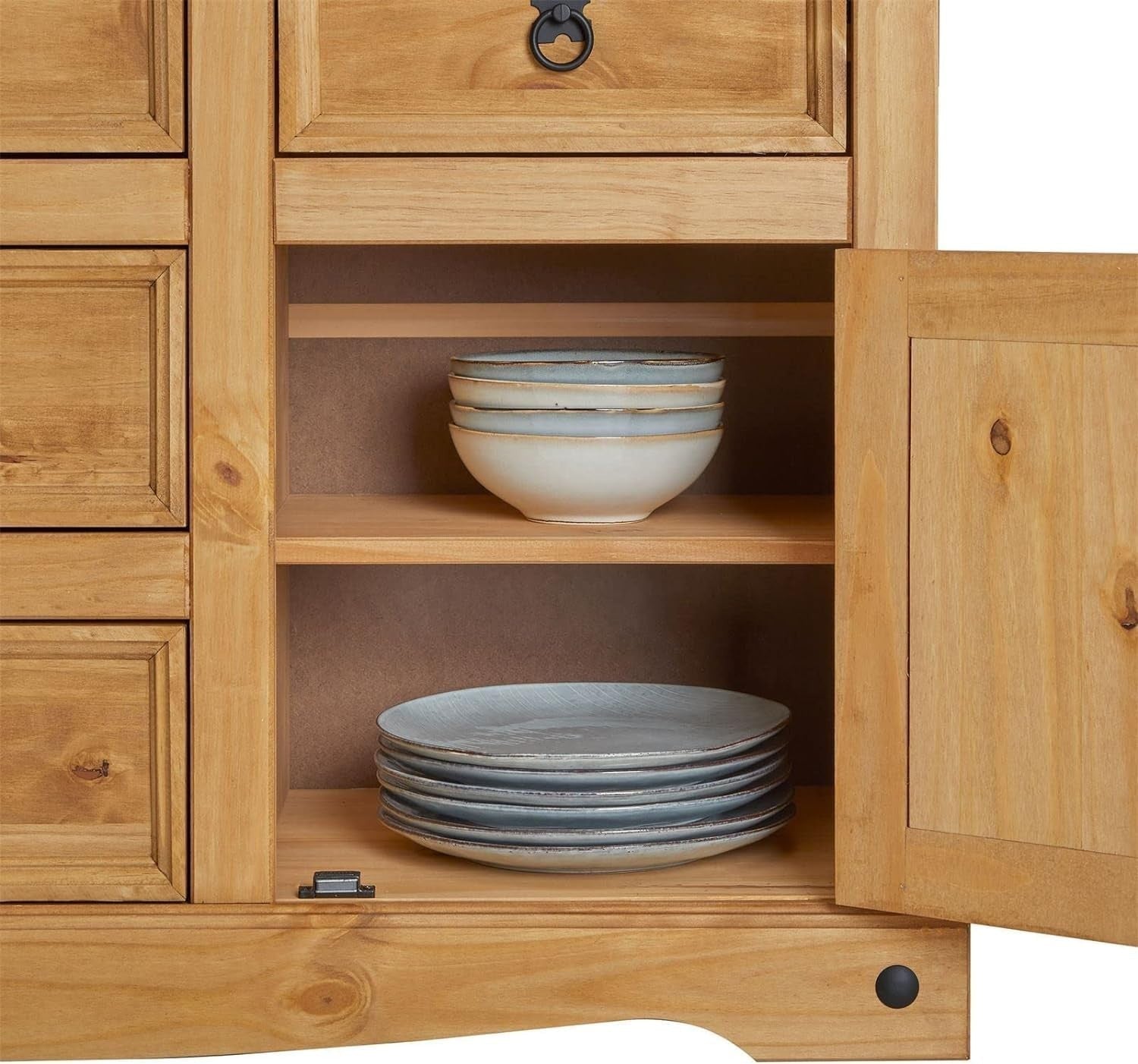Mexican Solid Pine Sideboard 2 Door 5 Drawer Storage Unit Rustic Wood